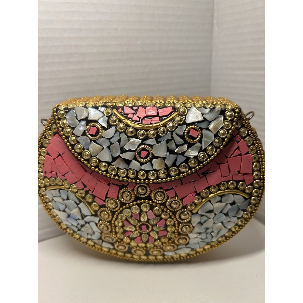 RAMLA Pink Beverly Hills Handmade Mosaic Moroccon Clutch Crossbody Bag P32